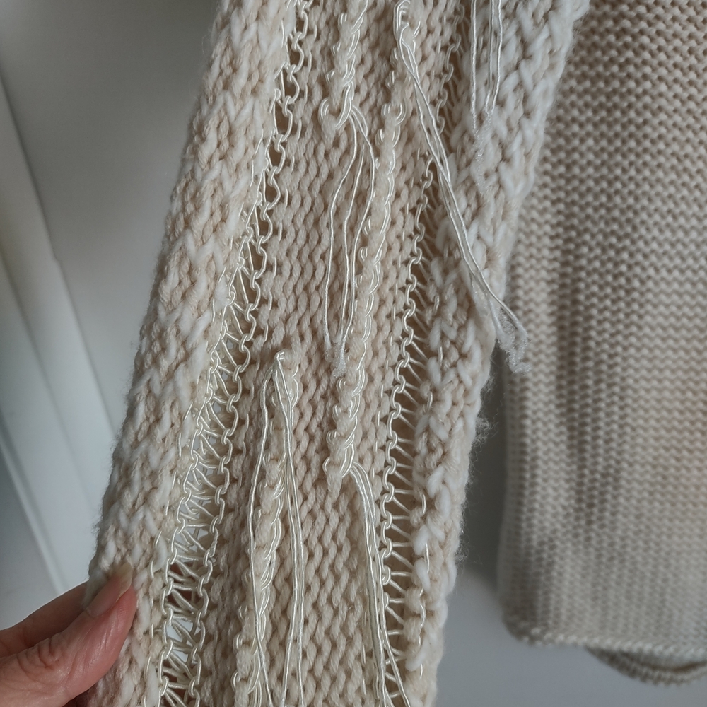 Ramy Brook Cream merino Wool Knit Sweater - Picture 2 of 8